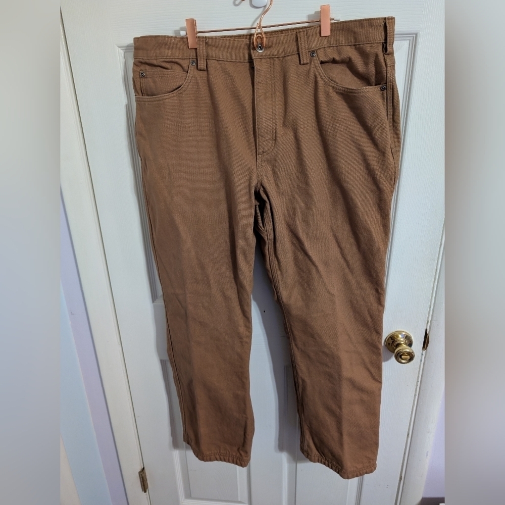 Duluth Trading Co Mens Pants Flannel Lined Fire Hose Canvas Size 40X30 Brown